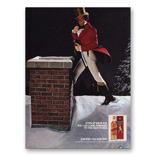 1982 Johnnie Walker Red Label Look Forward to the Man In Red Vintage Magazine Print Ad