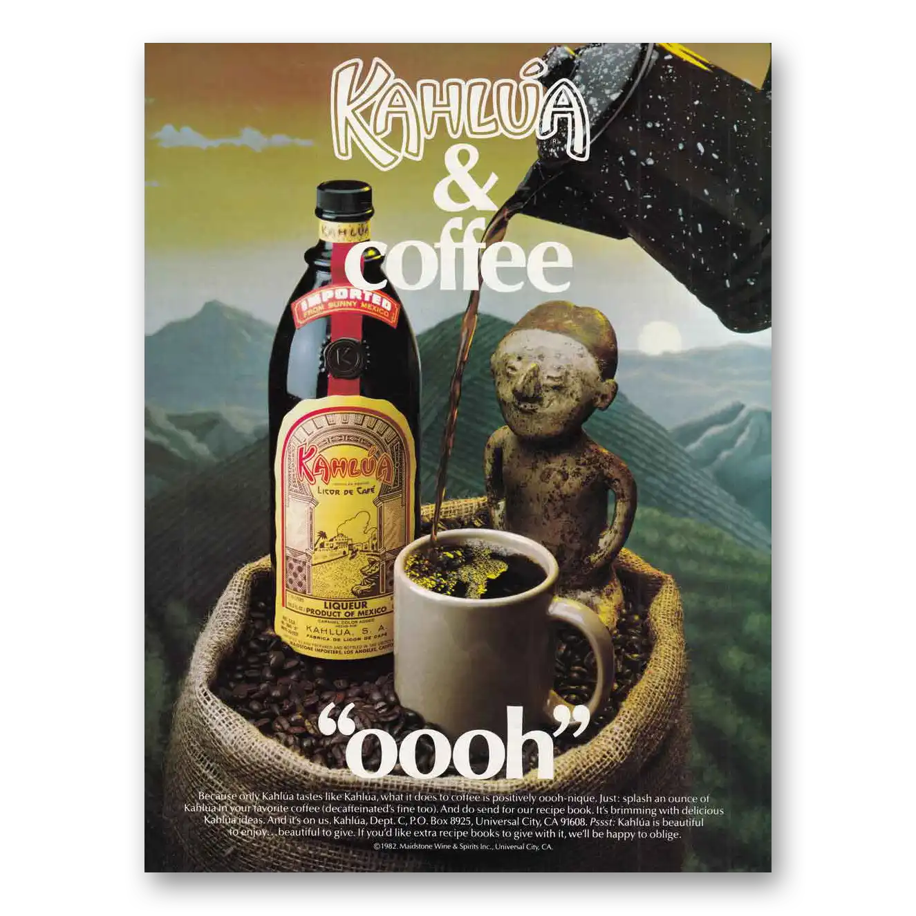 1982 Kahlua Kahlua & Coffee Vintage Magazine Print Ad