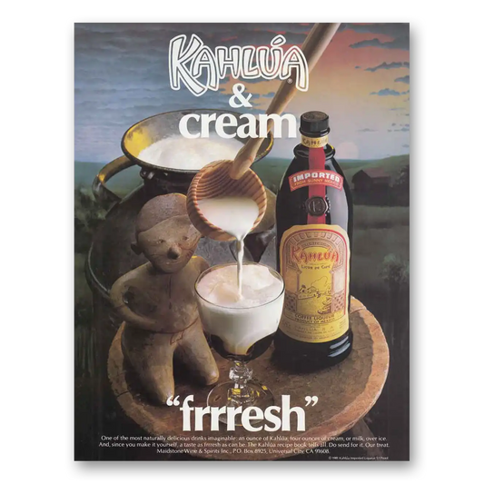 1982 Kahlua Cream Frrresh Vintage Magazine Print Ad