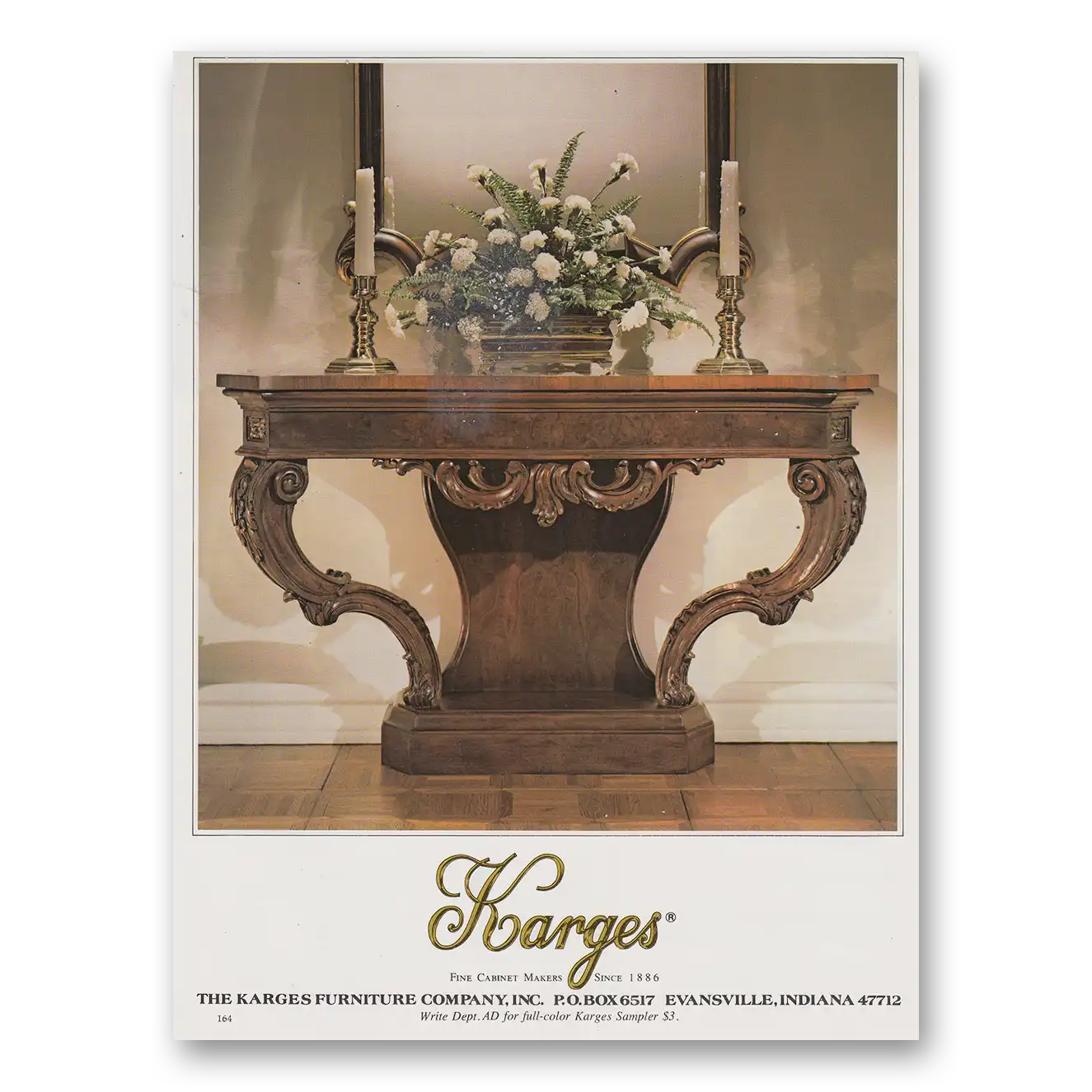 1982 Karges Furniture Fine Cabinet Makers Vintage Magazine Print Ad