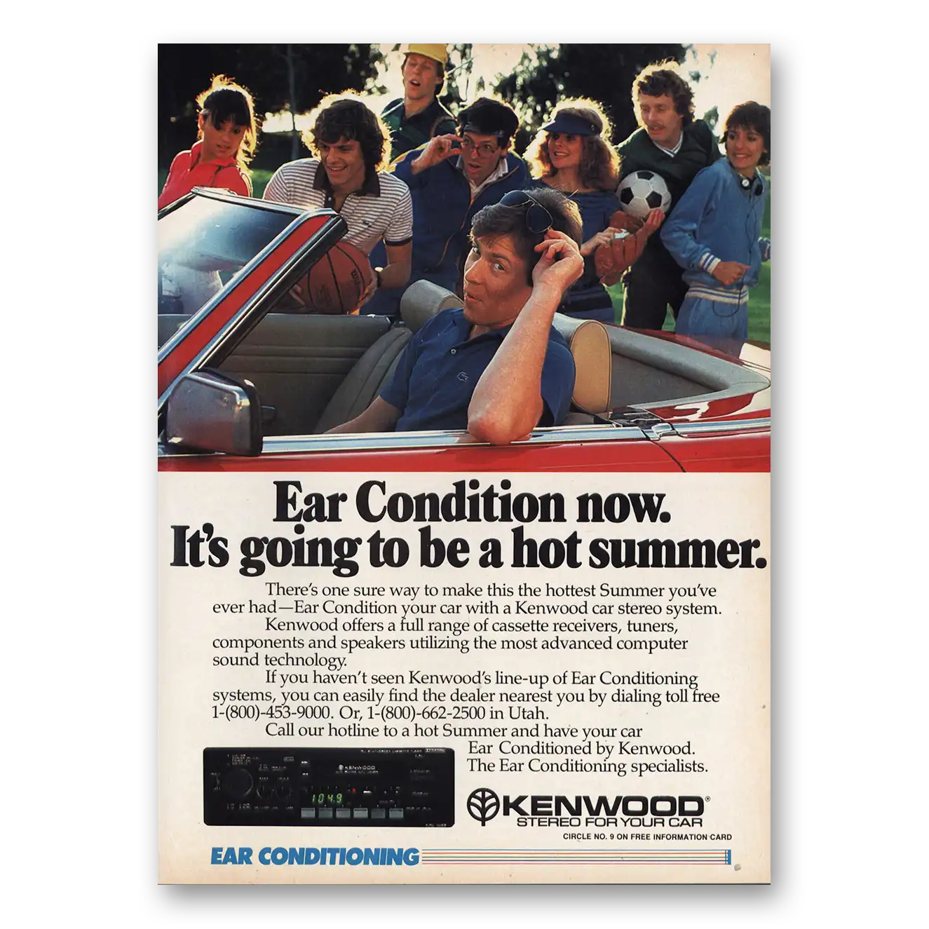 1982 Kenwood Car Stereo Ear Condition Hot Summer Vintage Magazine Print Ad