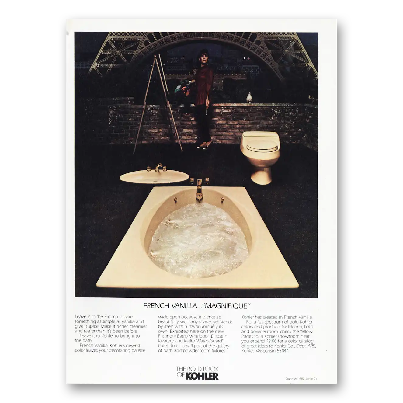 1982 Kohler French Vanilla Magnifique Vintage Magazine Print Ad