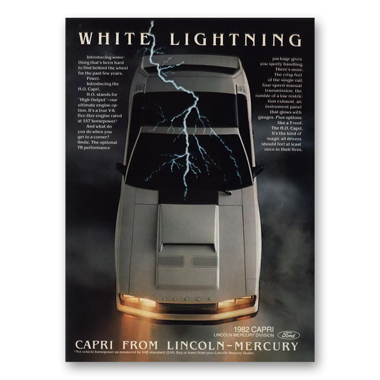 1982 Mercury Capri White Lightning Vintage Magazine Print Ad