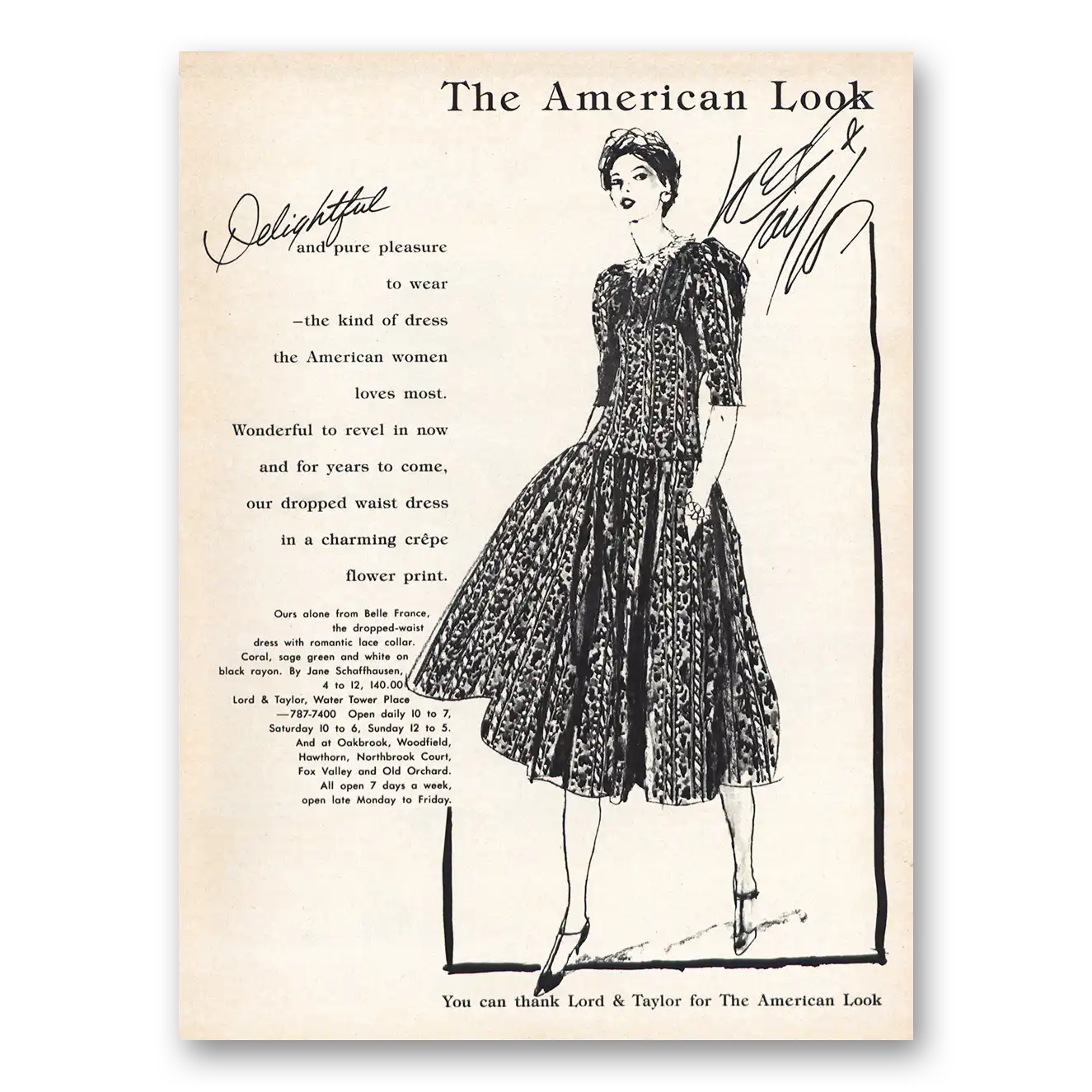 1982 Lord & Taylor American Look Delightful Vintage Magazine Print Ad