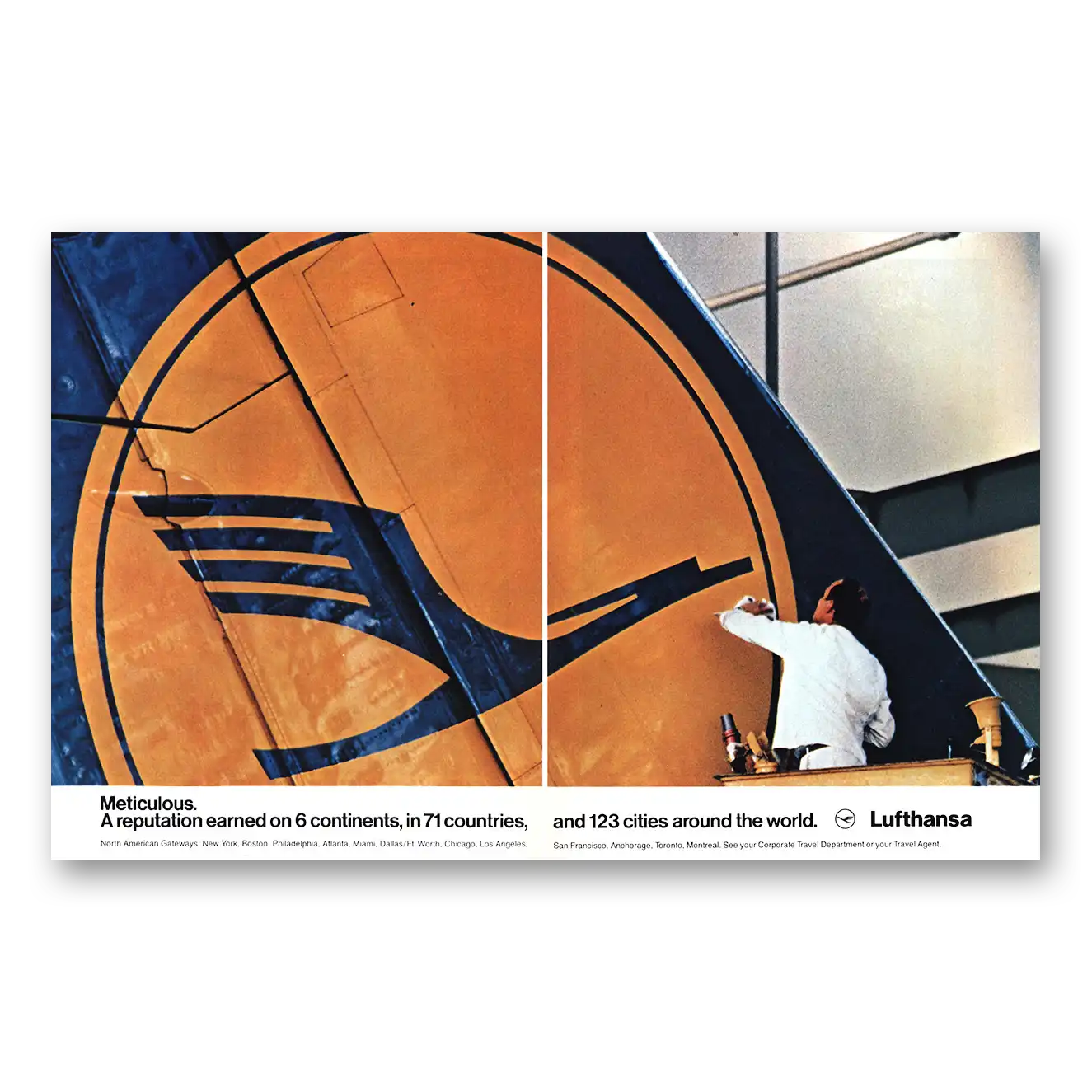 1982 Lufthansa German Airlines Meticulous Reputation Earned Vintage Magazine Print Ad