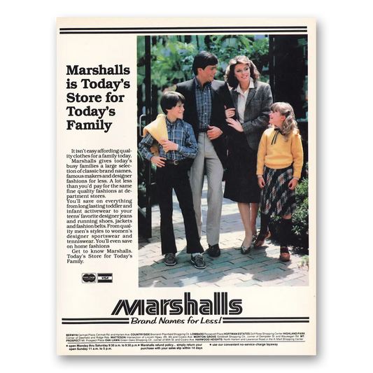 1982 Marshalls Stores Todays Store Todays Family Vintage Magazine Print Ad