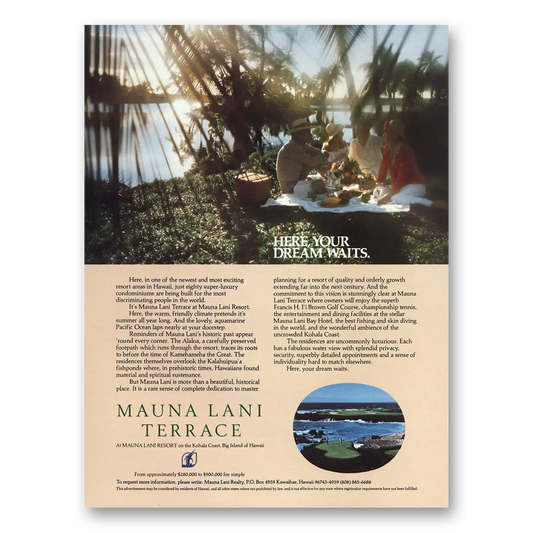 1982 Mauna Lani Resort Here Your Dream Waits Vintage Magazine Print Ad