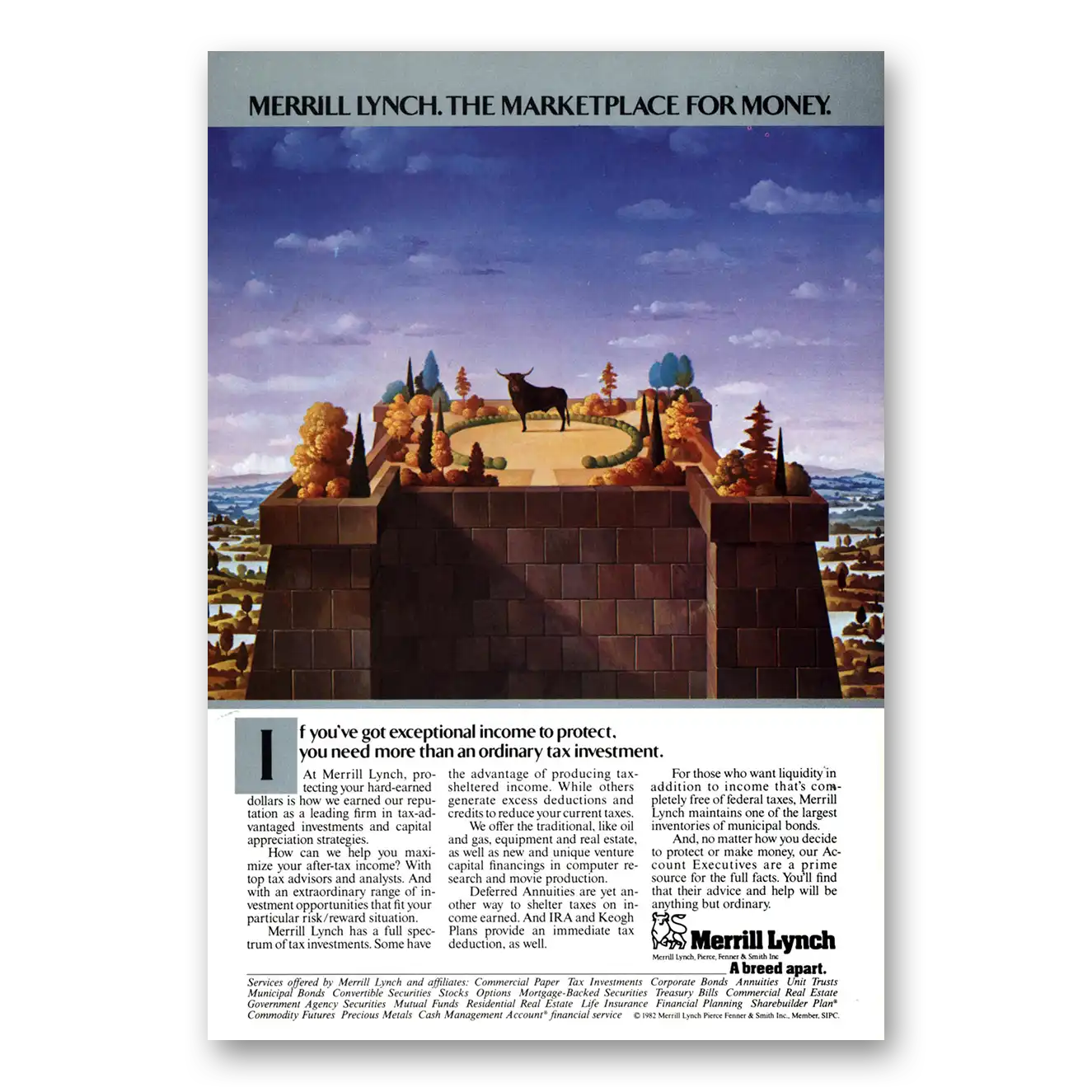 1982 Merrill Lynch Marketplace for Money Vintage Magazine Print Ad