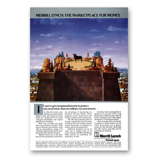 1982 Merrill Lynch Marketplace for Money Vintage Magazine Print Ad