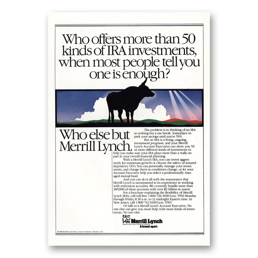 1982 Merrill Lynch More Than 50 Kinds of IRA Vintage Magazine Print Ad