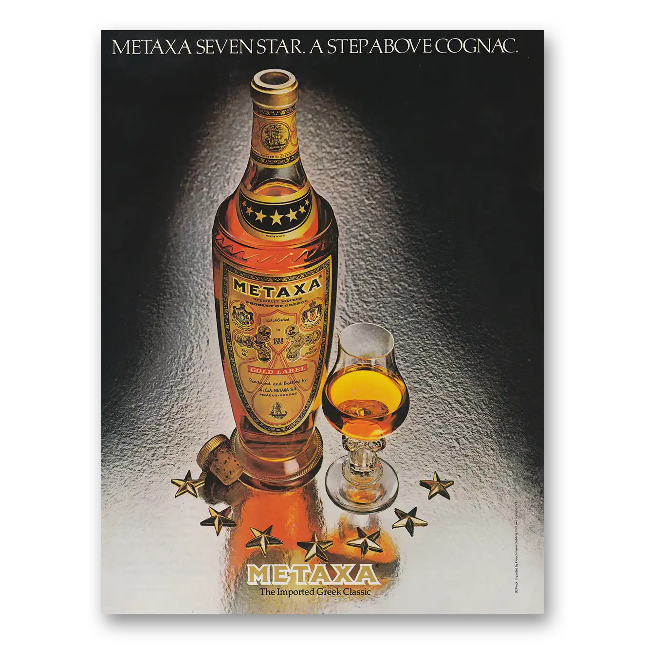 1982 Metaxa Seven Star A Step Above Cognac Vintage Magazine Print Ad