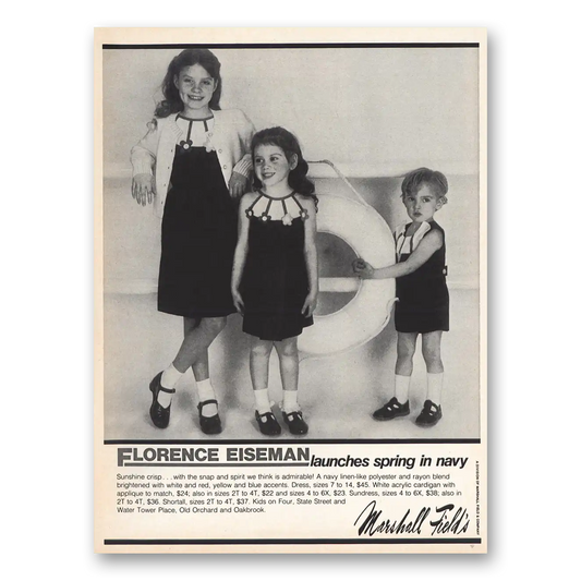 1982 Florence Eiseman Spring In Navy Vintage Magazine Print Ad