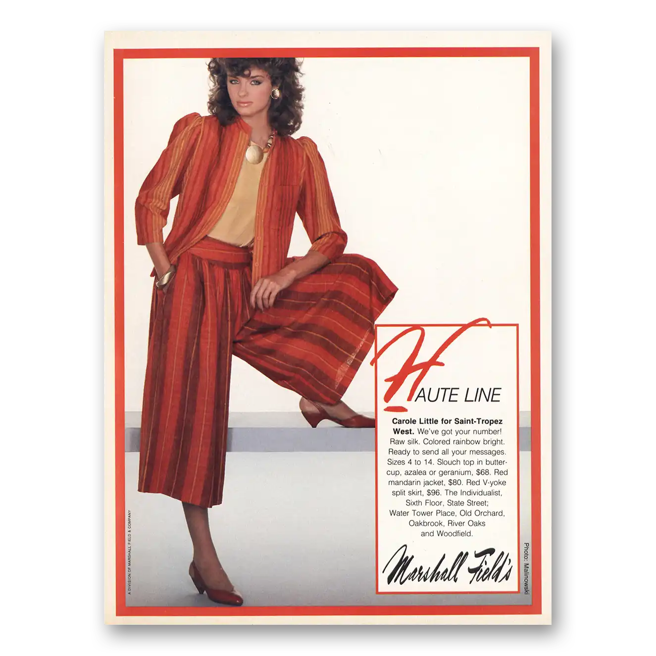 1982 Carole Little Fashion Haute Line Vintage Magazine Print Ad