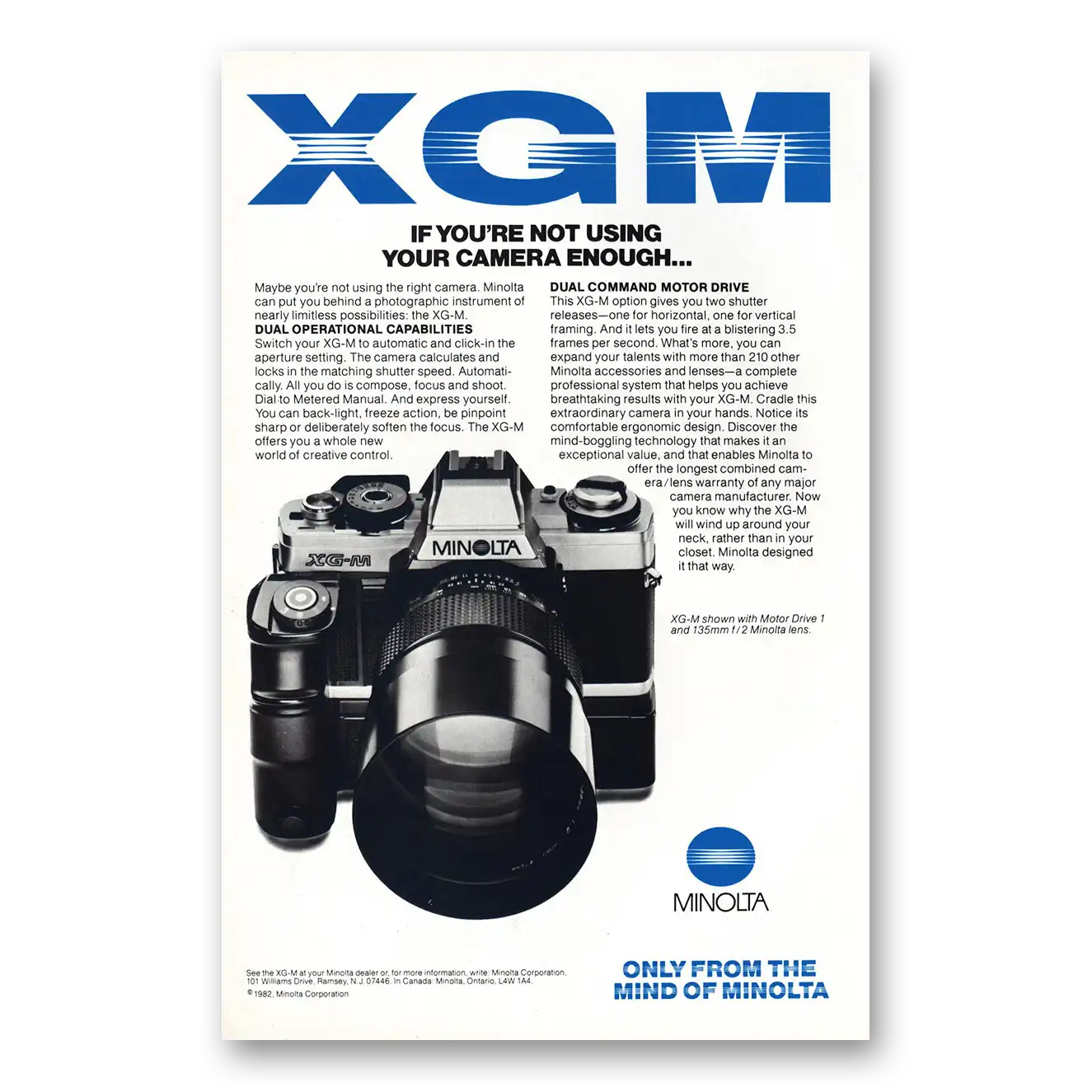 1982 Minolta Camera Not Using Your Camera Enough Vintage Magazine Print Ad