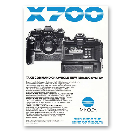 1982 Minolta Camera Take Command of Whole New Imaging System Vintage Magazine Print Ad