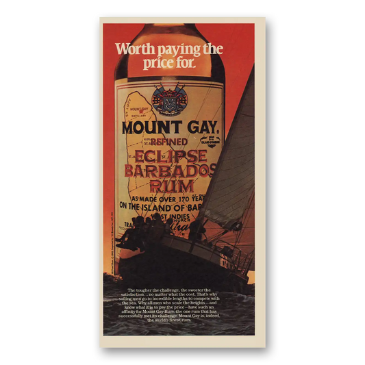 1982 Mount Gay Rum Worth Paying the Price For Vintage Magazine Print Ad