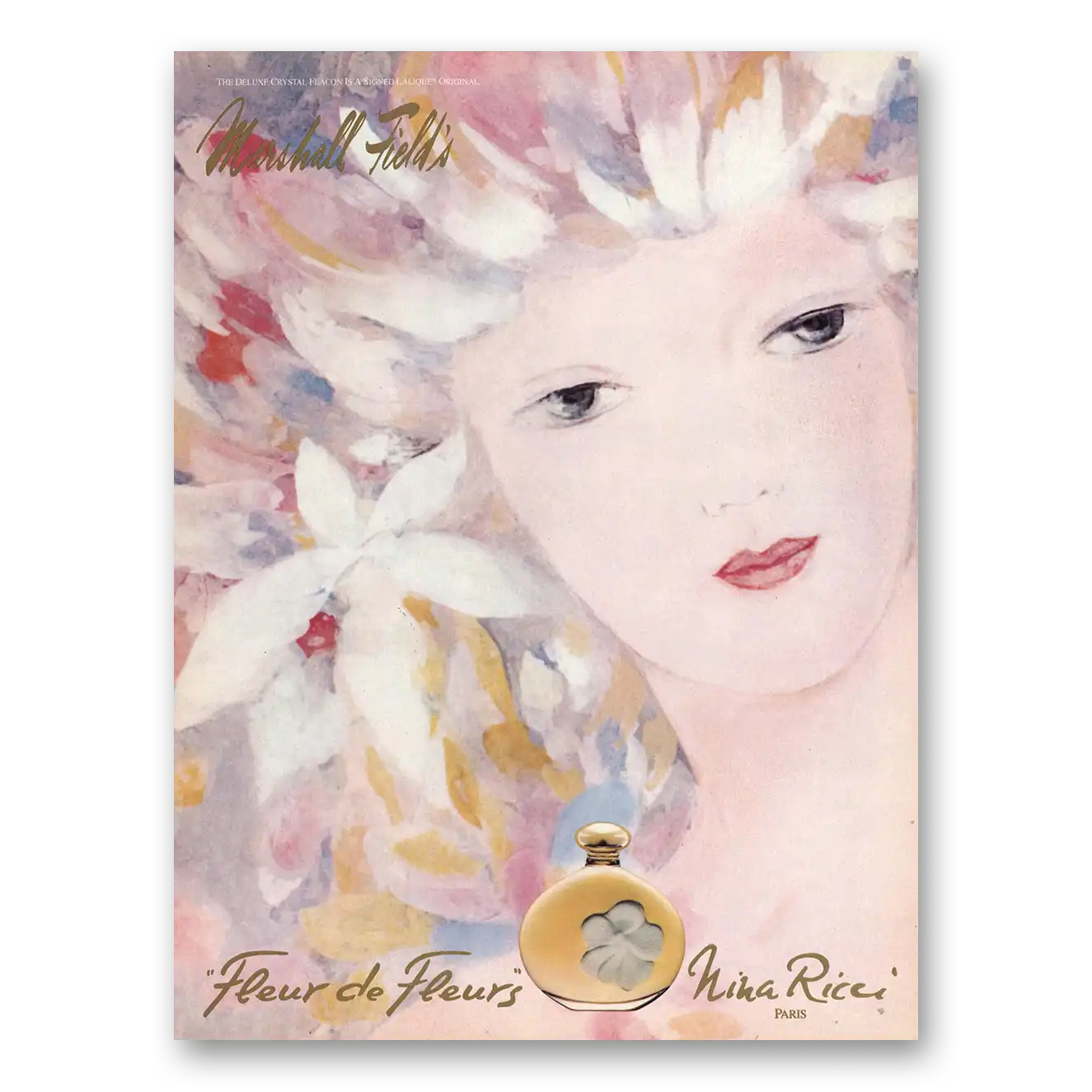 1982 Nina Ricci Fleur de Fleurs Perfume Paris Fleur de Fleurs Vintage Magazine Print Ad