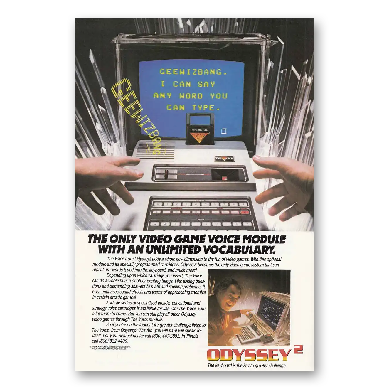 1982 Odyssey Video Games Geewizbang Video Game Module Vintage Magazine Print Ad