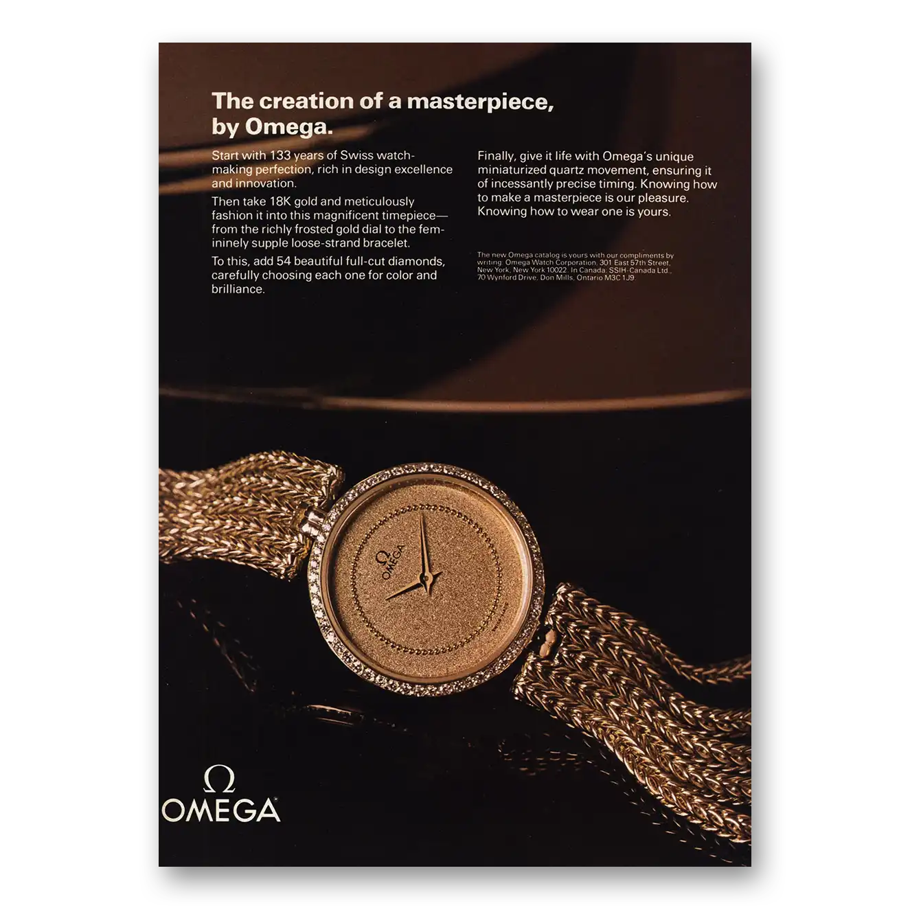 1982 Omega Watch Creation of Masterpiece Vintage Magazine Print Ad