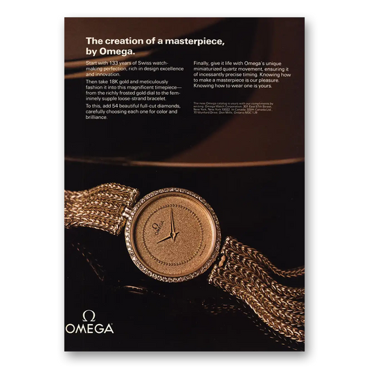 1982 Omega Watch Creation of Masterpiece Vintage Magazine Print Ad