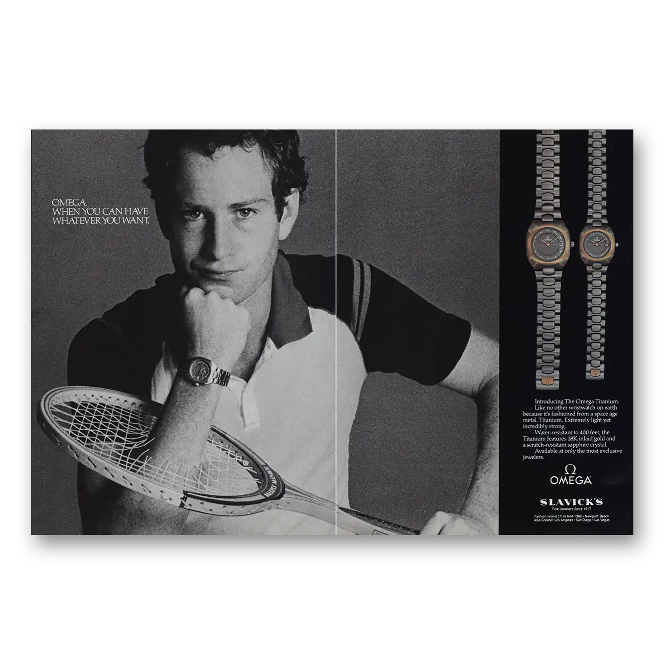 1982 Omega Watch Titanium Watch John McEnroe Vintage Magazine Print Ad