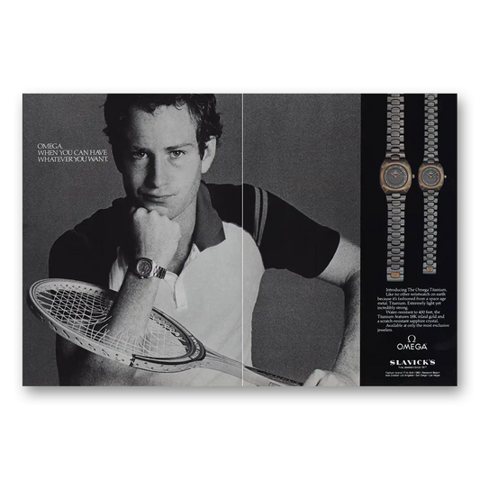 1982 Omega Watch Titanium Watch John McEnroe Vintage Magazine Print Ad