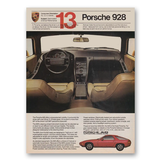 1982 Porsche 928 Unprecedented Visibility Vintage Magazine Print Ad