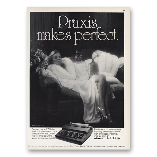 1982 Olivetti Praxis Makes Perfect Vintage Magazine Print Ad