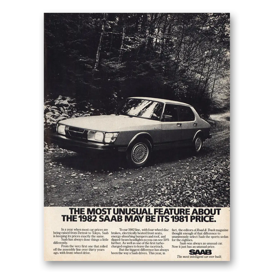 1981 Saab Most Unusual Feature Price Vintage Magazine Print Ad