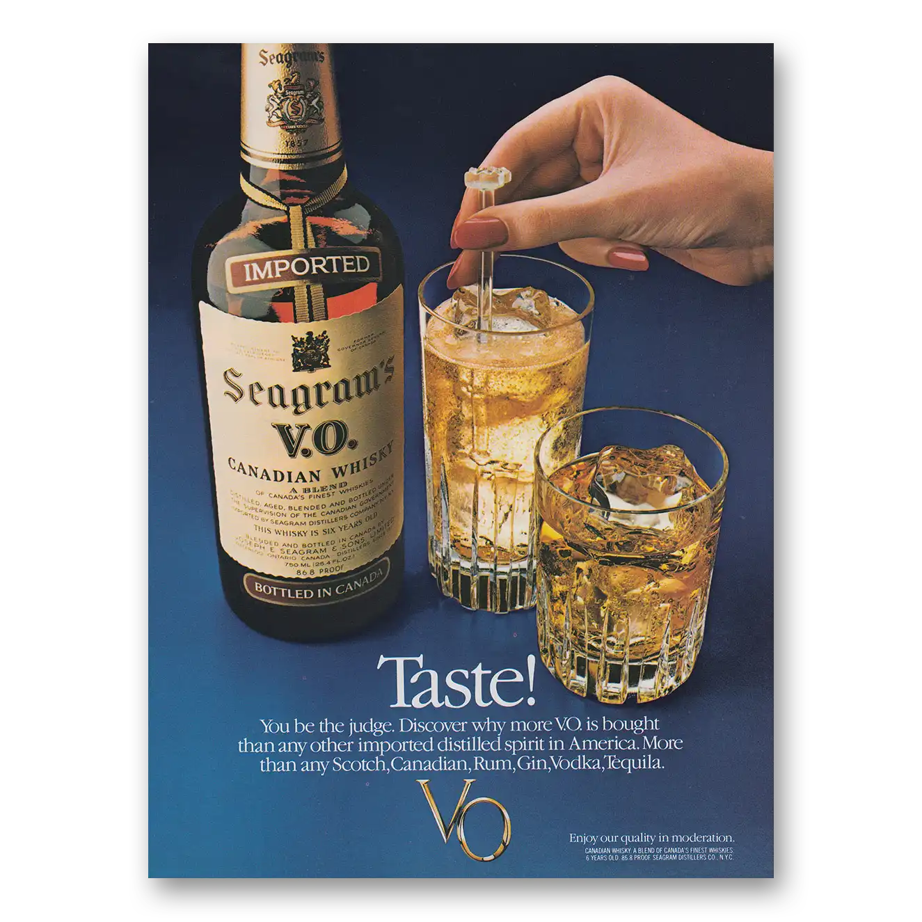 1982 Seagrams VO Whisky Taste You Be the Judge Vintage Magazine Print Ad