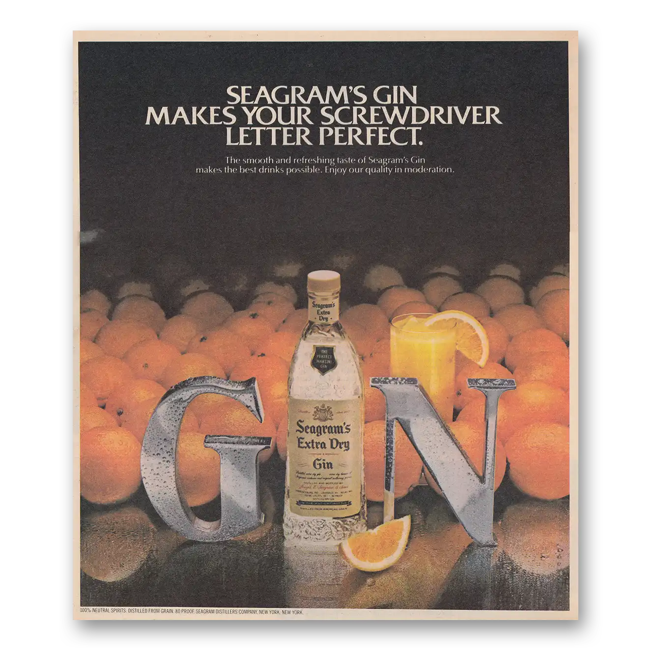 1982 Seagrams Crown Whiskies Makes Your Screwdriver Letter Perfect Vintage Magazine Print Ad