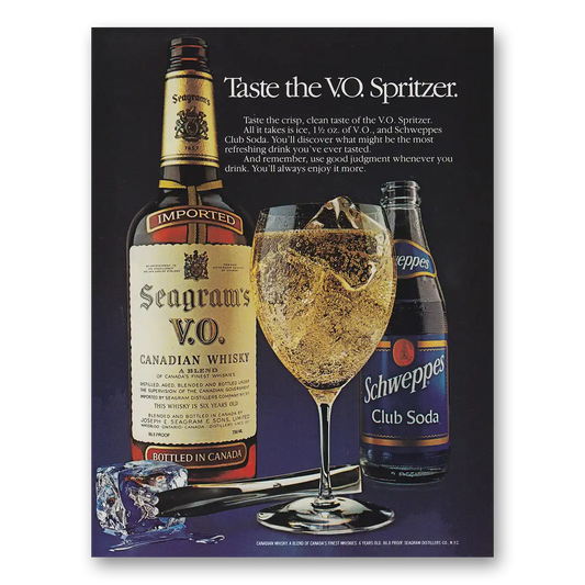 1982 Seagrams VO Whisky Taste the VO Spritzer Vintage Magazine Print Ad