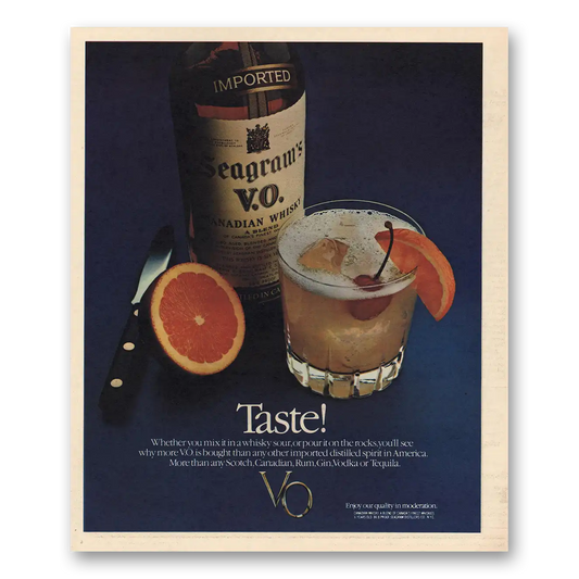 1982 Seagrams VO Whisky Canadian Whisky Taste Vintage Magazine Print Ad