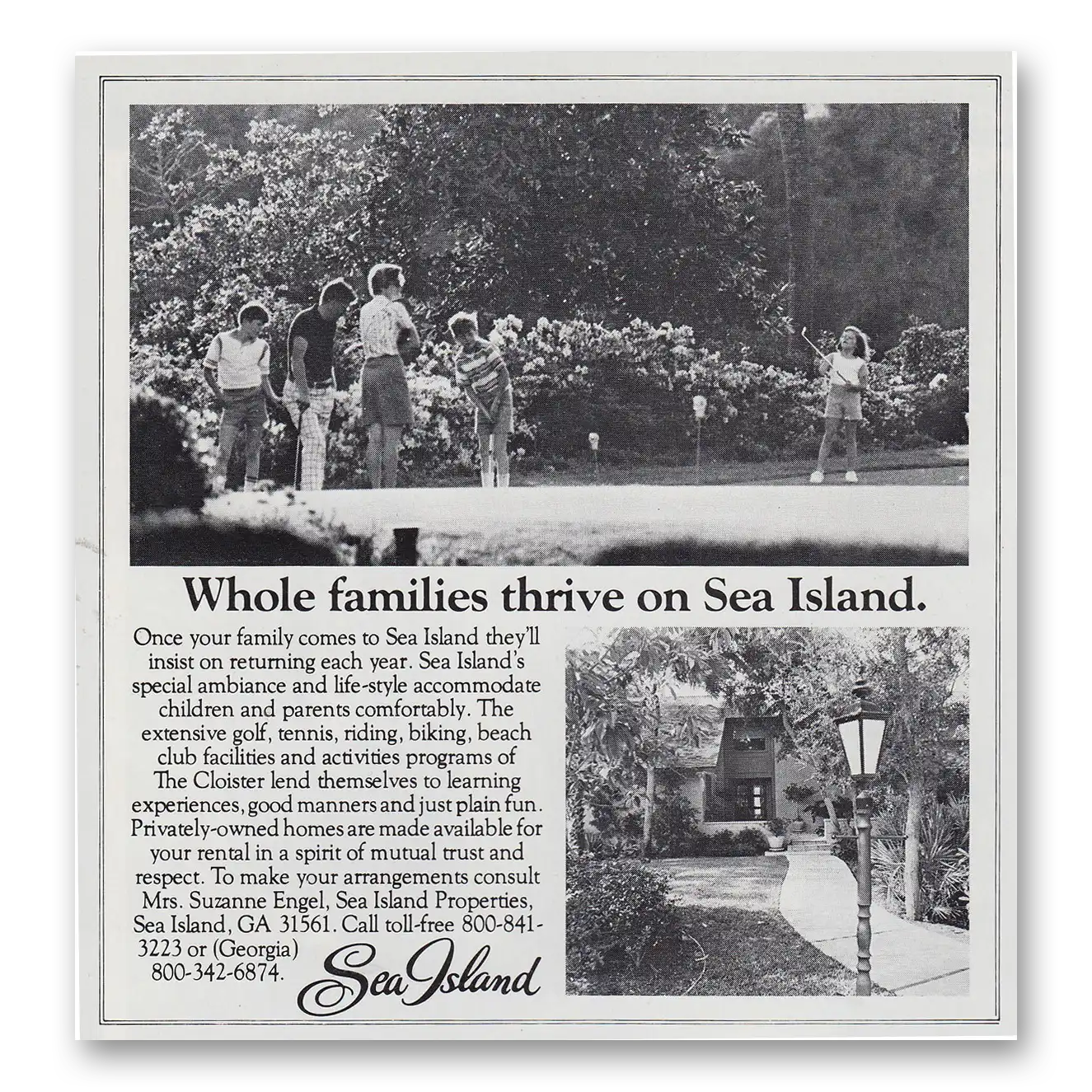 1982 Sea Island Georgia Whole Families Thrive Vintage Magazine Print Ad