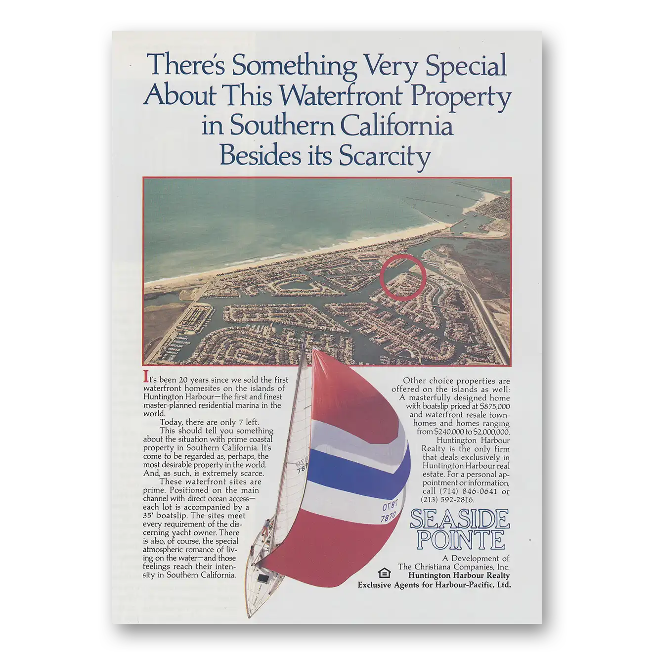 1982 Huntington Harbour Seaside Pointe California Something Very Special Vintage Magazine Print Ad