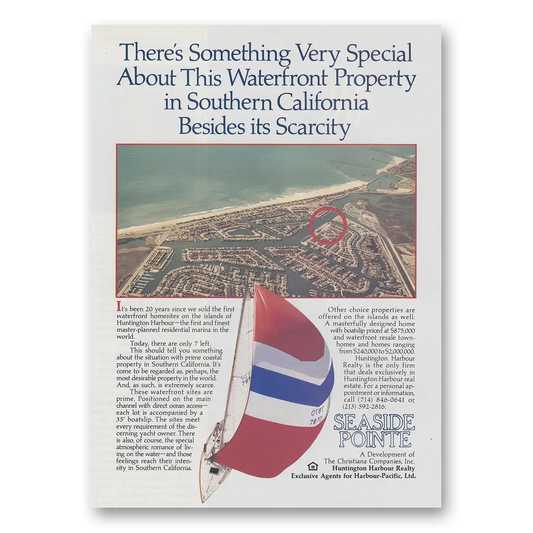 1982 Huntington Harbour Seaside Pointe California Something Very Special Vintage Magazine Print Ad