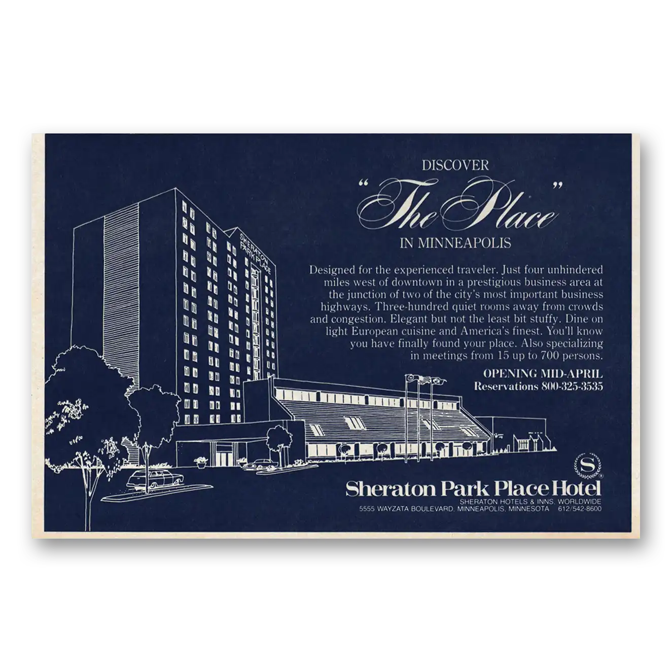 1982 Sheraton Park Place Hotel Place In Minneapolis Vintage Magazine Print Ad