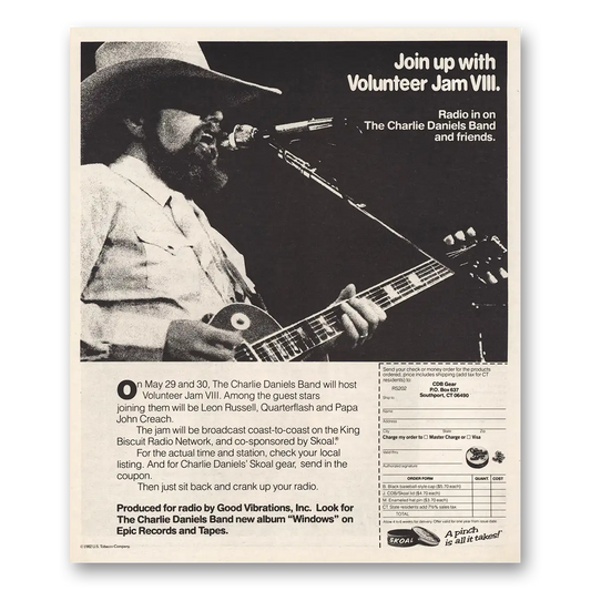 1982 Skoal Smokeless Tobacco Volunteer Jam VIII Promo Charlie Daniels Promo Vintage Magazine Print Ad