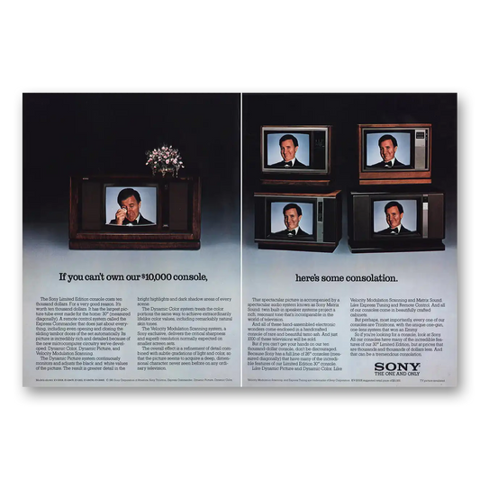 1982 Sony Television Console TVs Heres Some Consolation Vintage Magazine Print Ad