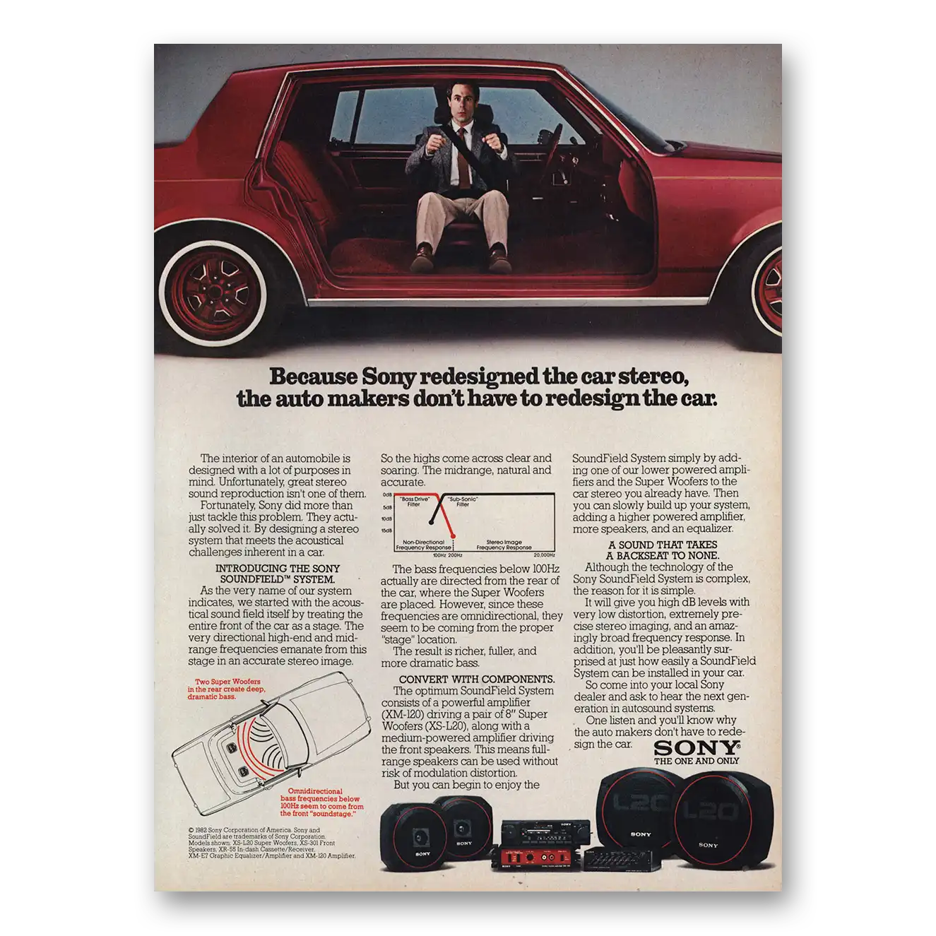 1982 Sony Car Stereo Redesigned the Car Stereo Vintage Magazine Print Ad