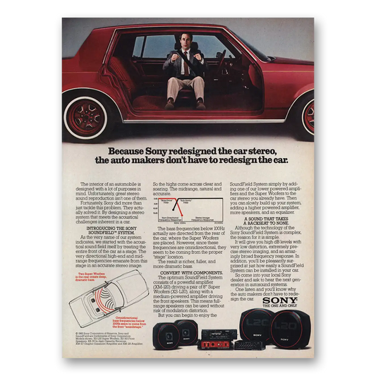 1982 Sony Car Stereo Redesigned the Car Stereo Vintage Magazine Print Ad