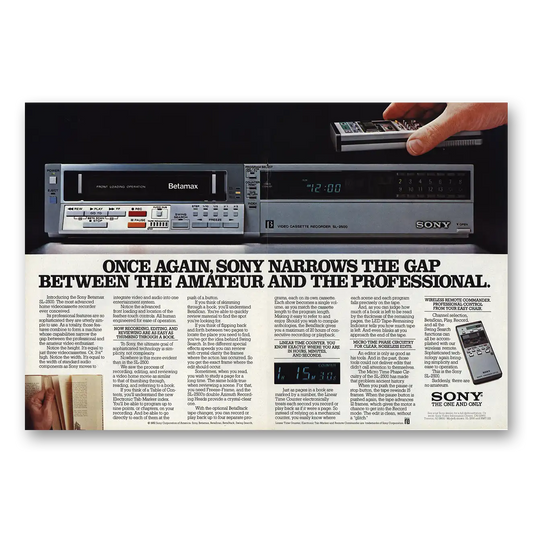 1982 Sony Betamax Once Again Vintage Magazine Print Ad