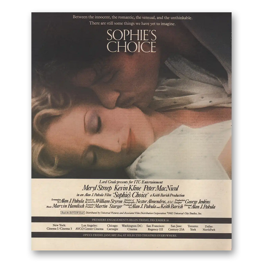 1982 Sophies Choice Movie Promo Meryl Streep and Kevin Kline Vintage Magazine Print Ad