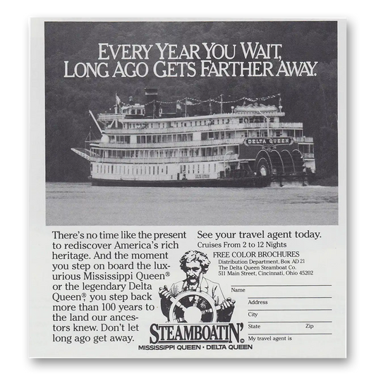 1982 Delta Queen Steamboat Steamboatin Mississippi Delta Queen Vintage Magazine Print Ad