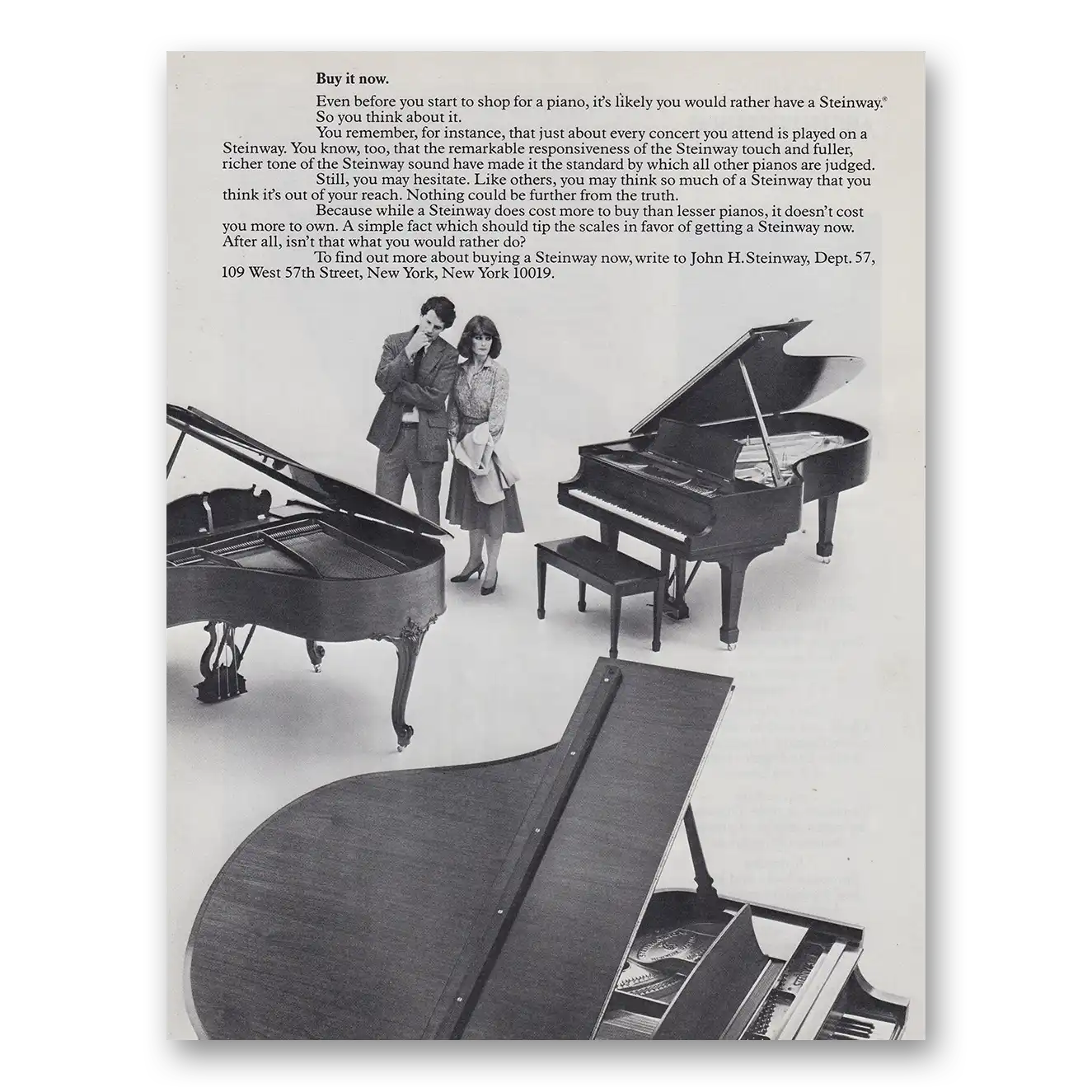 1982 Steinway Piano Buy It Now Even Before You Start to Shop Vintage Magazine Print Ad