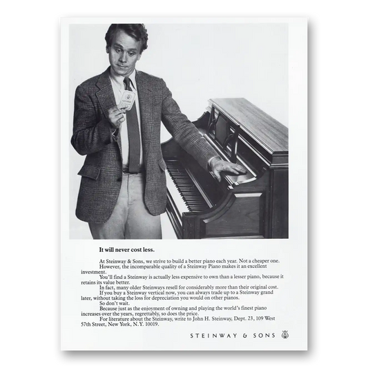 1982 Steinway Piano Will Never Cost Less Vintage Magazine Print Ad