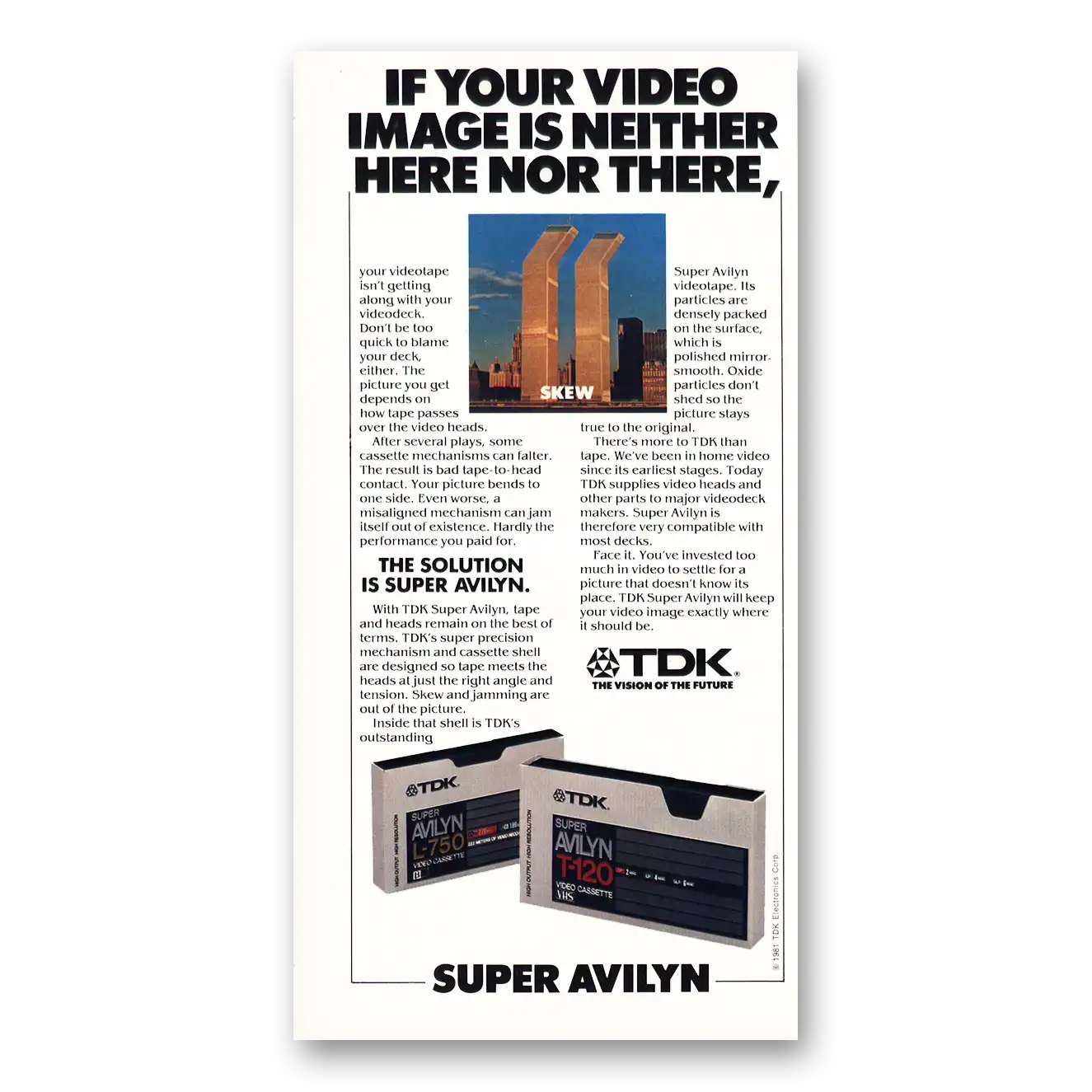 1982 TDK World Trade Center Vintage Magazine Print Ad