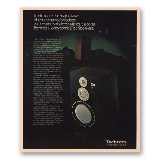 1982 Technics Honeycomb Disc Speakers Vintage Magazine Print Ad