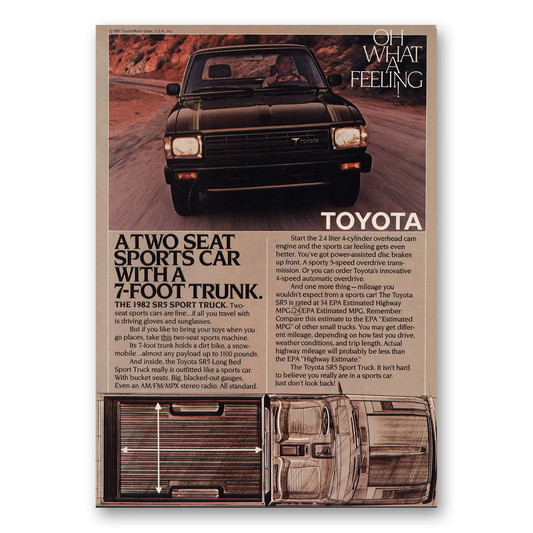 1982 Toyota SR5 Sport Truck 2 Seat Sports Car Vintage Magazine Print Ad