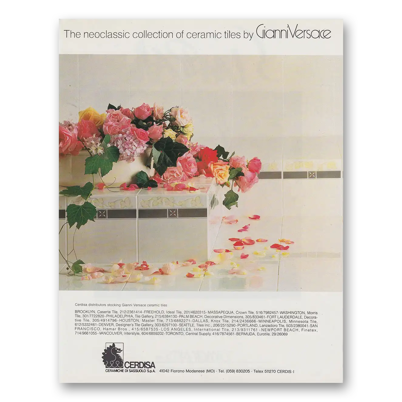 1982 Cerdisa Ceramic Tiles Neoclassic Collection Vintage Magazine Print Ad